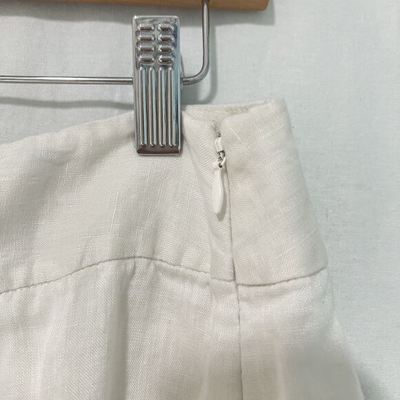 Ann Taylor 100% Linen A Line Skirt Size 8 White Blue Embroidered Floral Lined - Picture 6 of 12